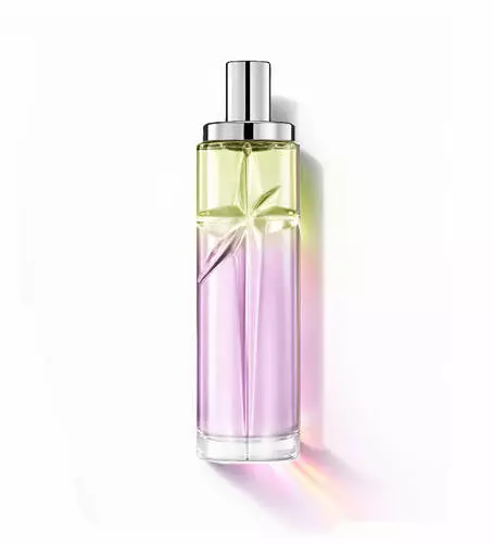 Gourmet Berry : flacon élancé avec dégradé vert clair et rose sur fond blanc.