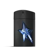 Flacon A*Men Mugler noir avec étoile bleue sur fond gris clair