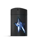 Flacon A*Men Mugler noir avec étoile bleue sur fond gris clair