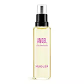 Flacon recharge d’eau de parfum Angel Nova Mugler avec pompe noire sur fond gris clair